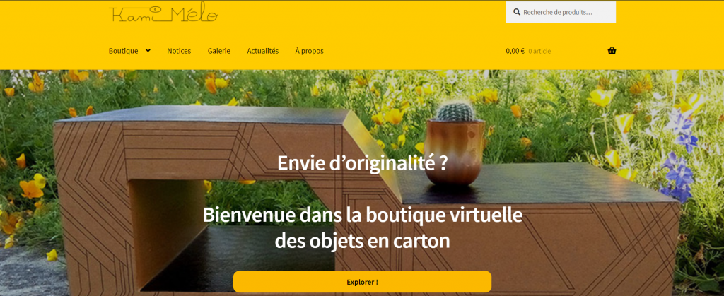 Page d'accueil de la boutique en ligne Kami Mélo
