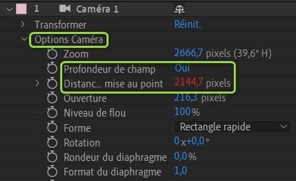 réglage profondeur de champ