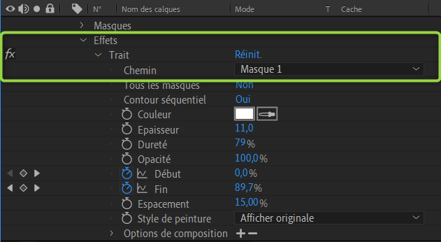 effet sur texte