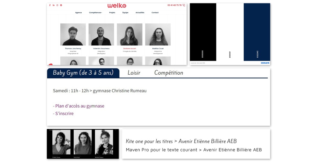 Planche d'inspiration pour le site de l'AEB