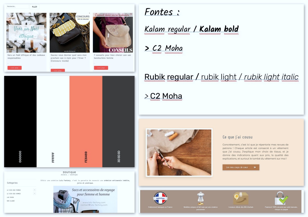Planche d'inspiration pour la réalisation du site de C2 Moha