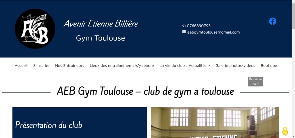 Page d'accueil du site de l'AEB Gym Toulouse