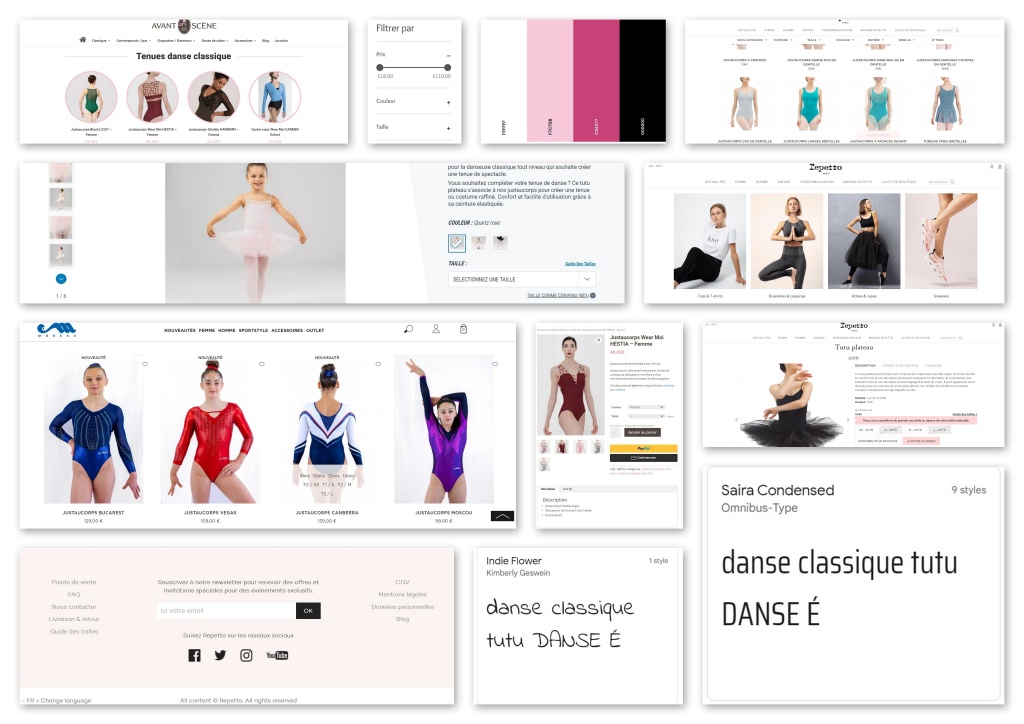 Planche d'inspiration pour la boutique en ligne Tutu Danse